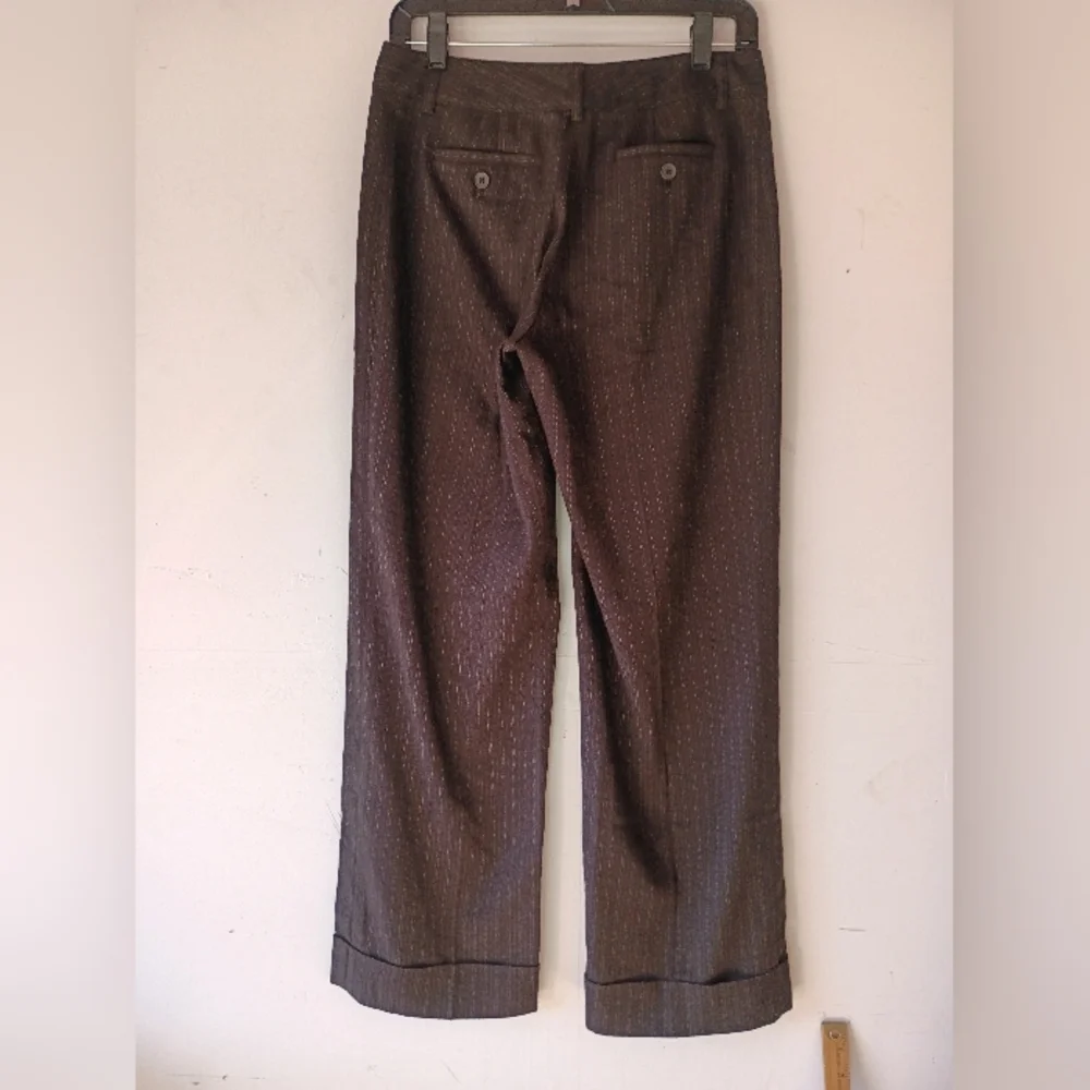 CAbi Women's Size 2 Brown Pinstripe Wide Leg Career Dress Pants‎
